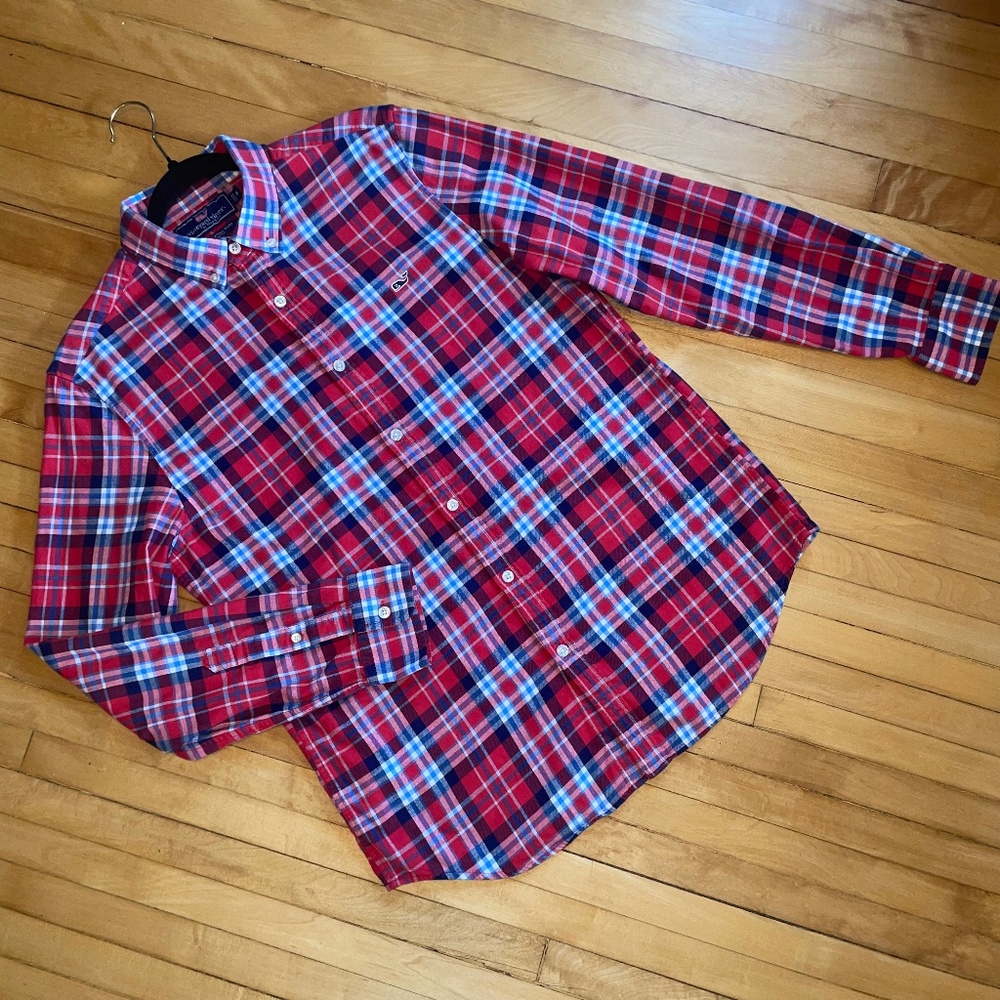 VINEYARD VINES Plaid Flannel Long Sleeve Button Down Shirt Slim Fit Preppy